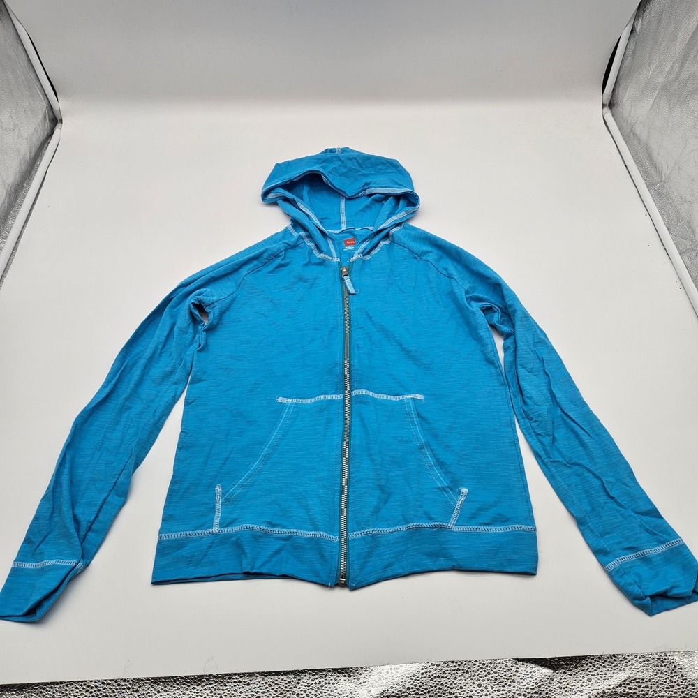 Hanes Girls Turquoise Blue Full Zip Hoodie Sweatshirt XLarge 14 16 Cotton